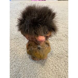 Vintage Ny Form Norwegian Troll Figurine Handmade Norway Real Fur Hair Folk READ